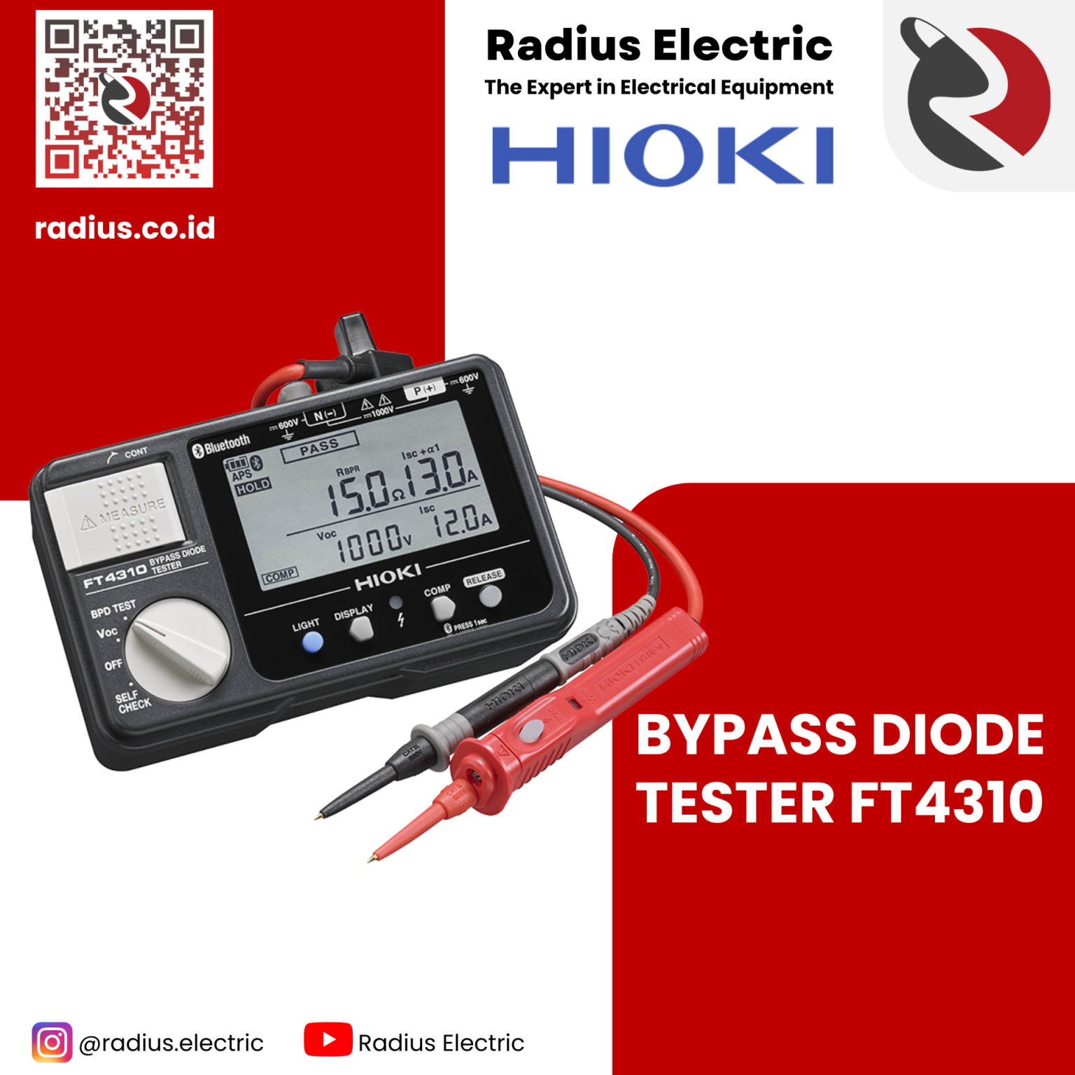 Hioki Ft Bypass Diode Tester Pt Radius Allkindo Electric